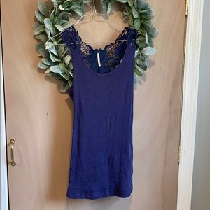 Free People Navy Lace Tank